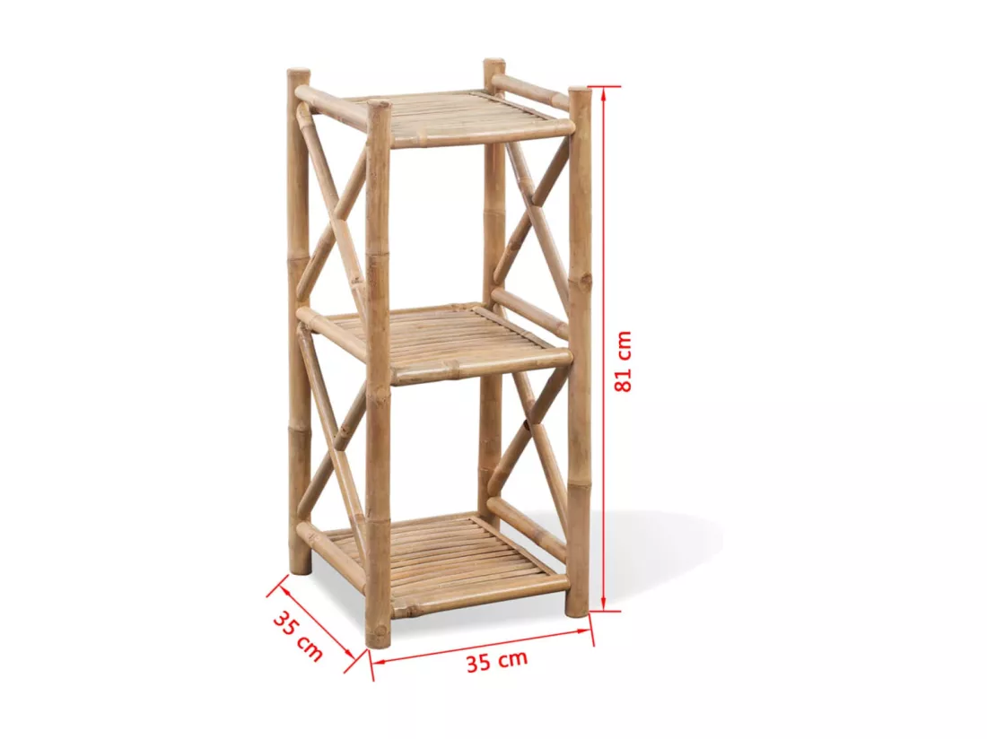 Étagère à 3 niveaux carré bambou