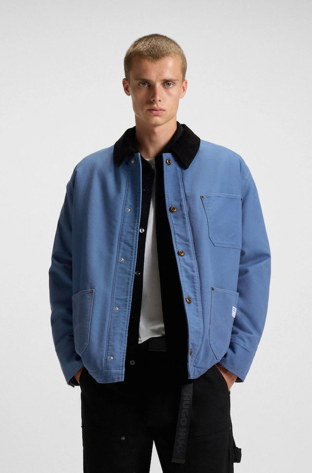 HUGO Blue Hemdjacke »Brams« Cordkragen, Oversized Fit, leicht wattiert