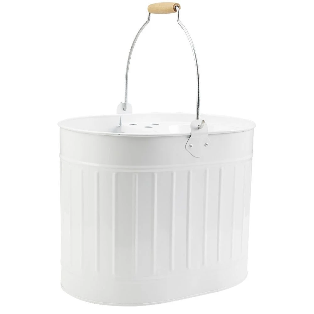 Seau essoreur vintage métal et bois anti corrosion 14L