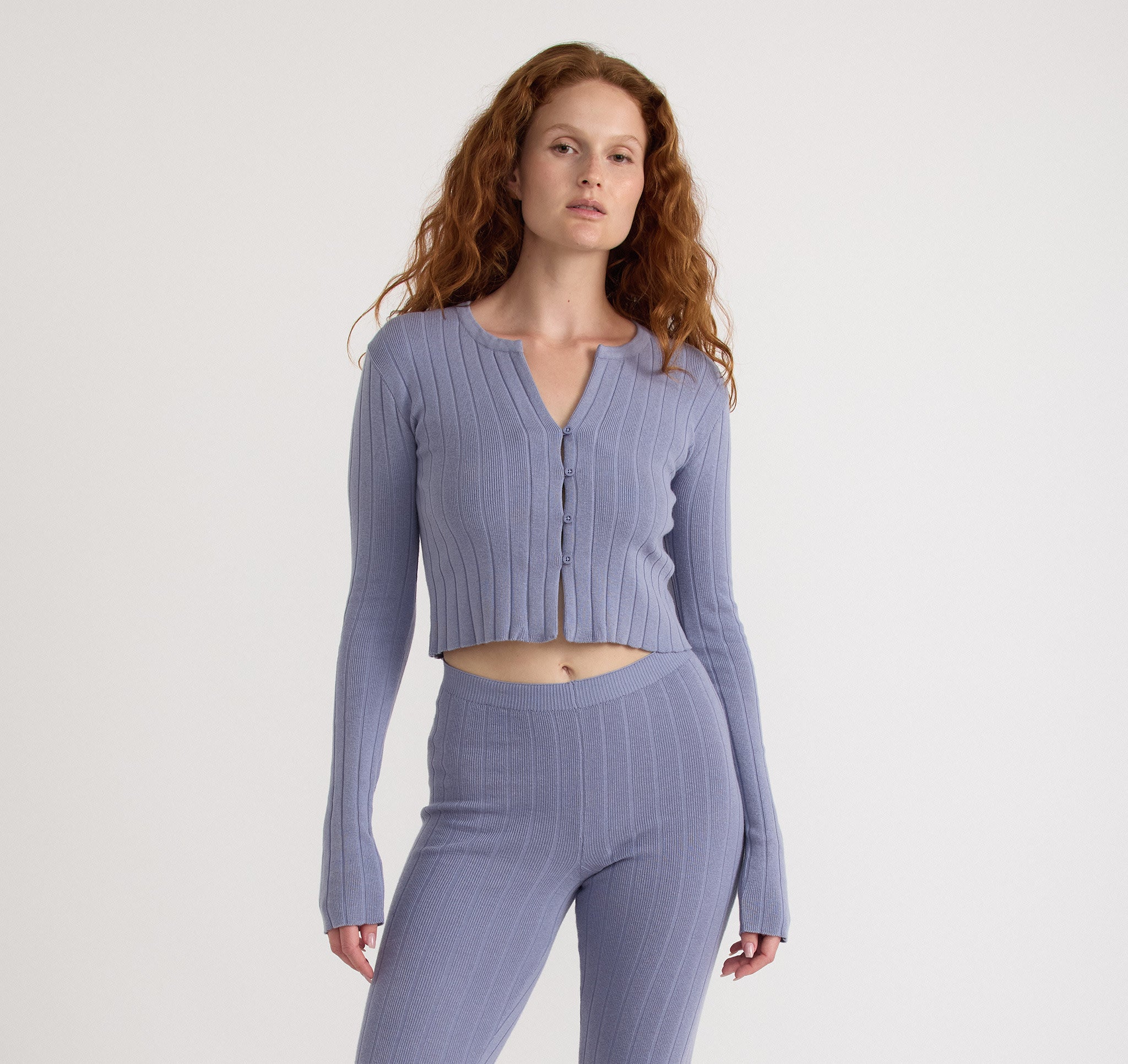 COTTON<br>Soft Knit Rib Crop Cardigan