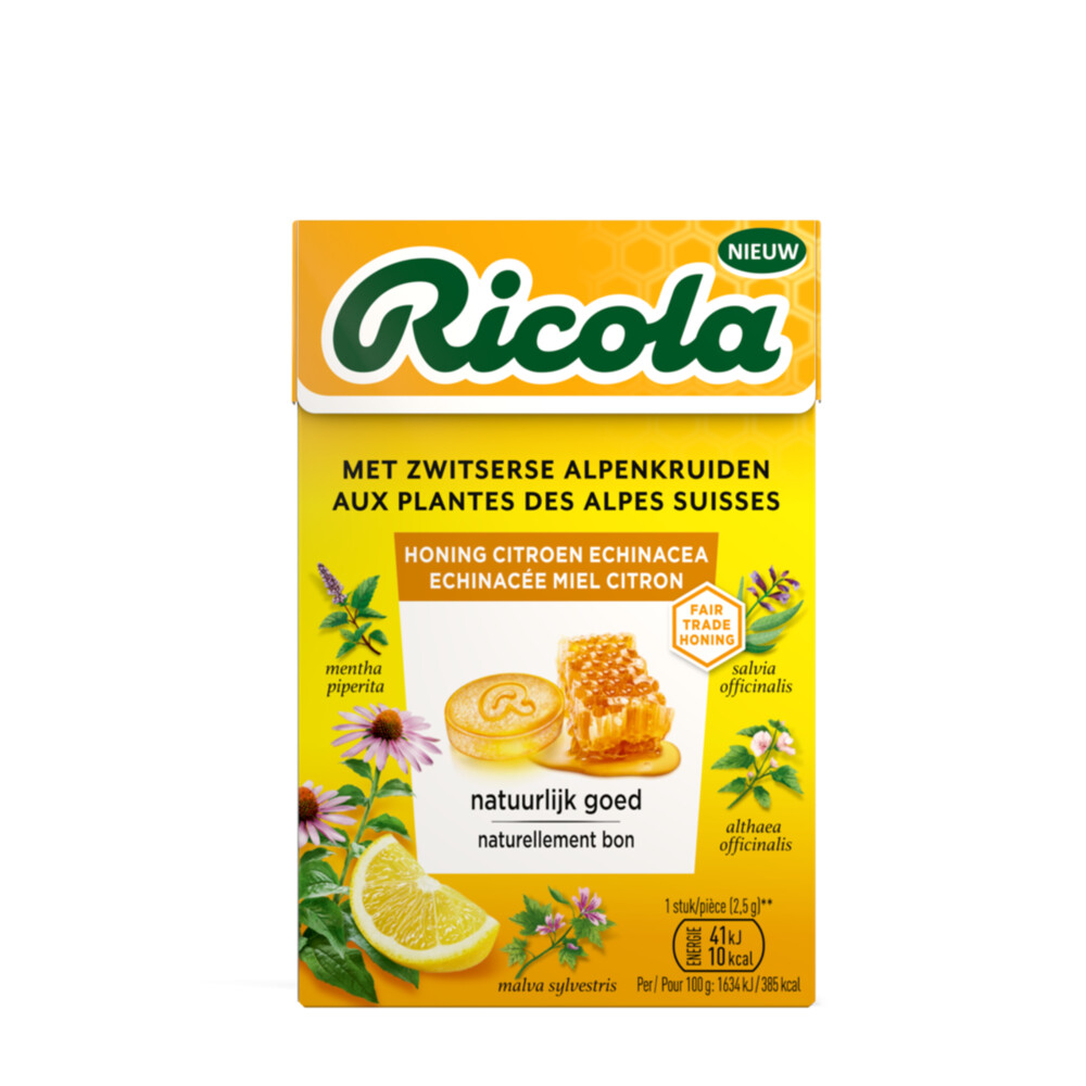 3x Ricola Keelpastilles Honing Citroen Echinacea Doosje50 gr