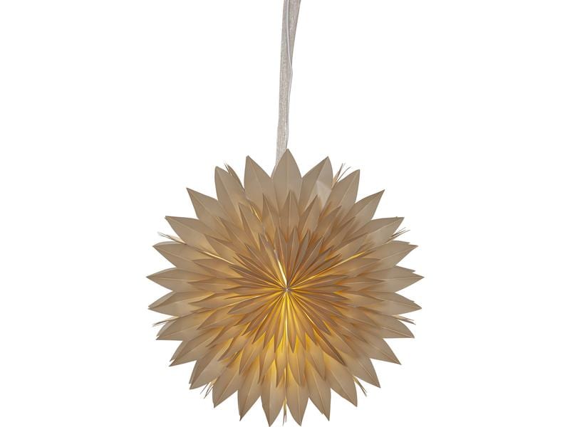 Star Trading Papierstern Dis, Beige, Ø 50 cm LED Weihnachtsdekoration