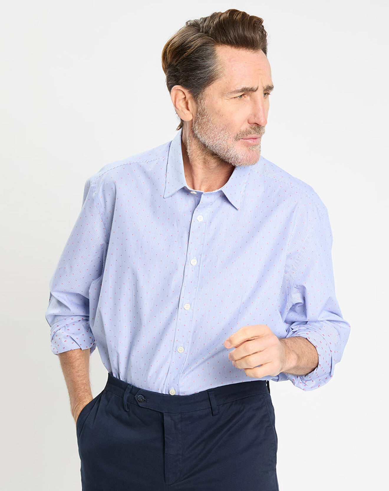 Hackett London Chemise Slim Fit Jacquard à rayures milleraies bleue