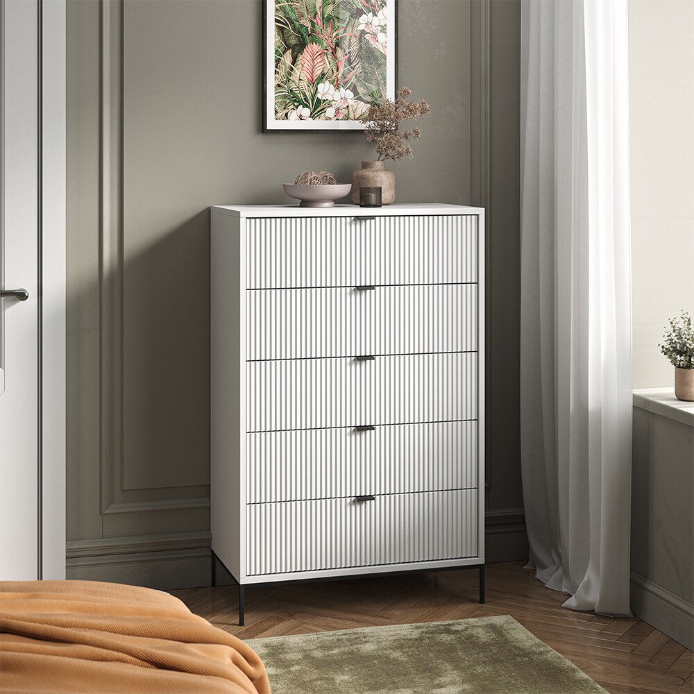 Vicco Kommode Eliza Weiß 76 x 120 cm mit 5 Schubladen