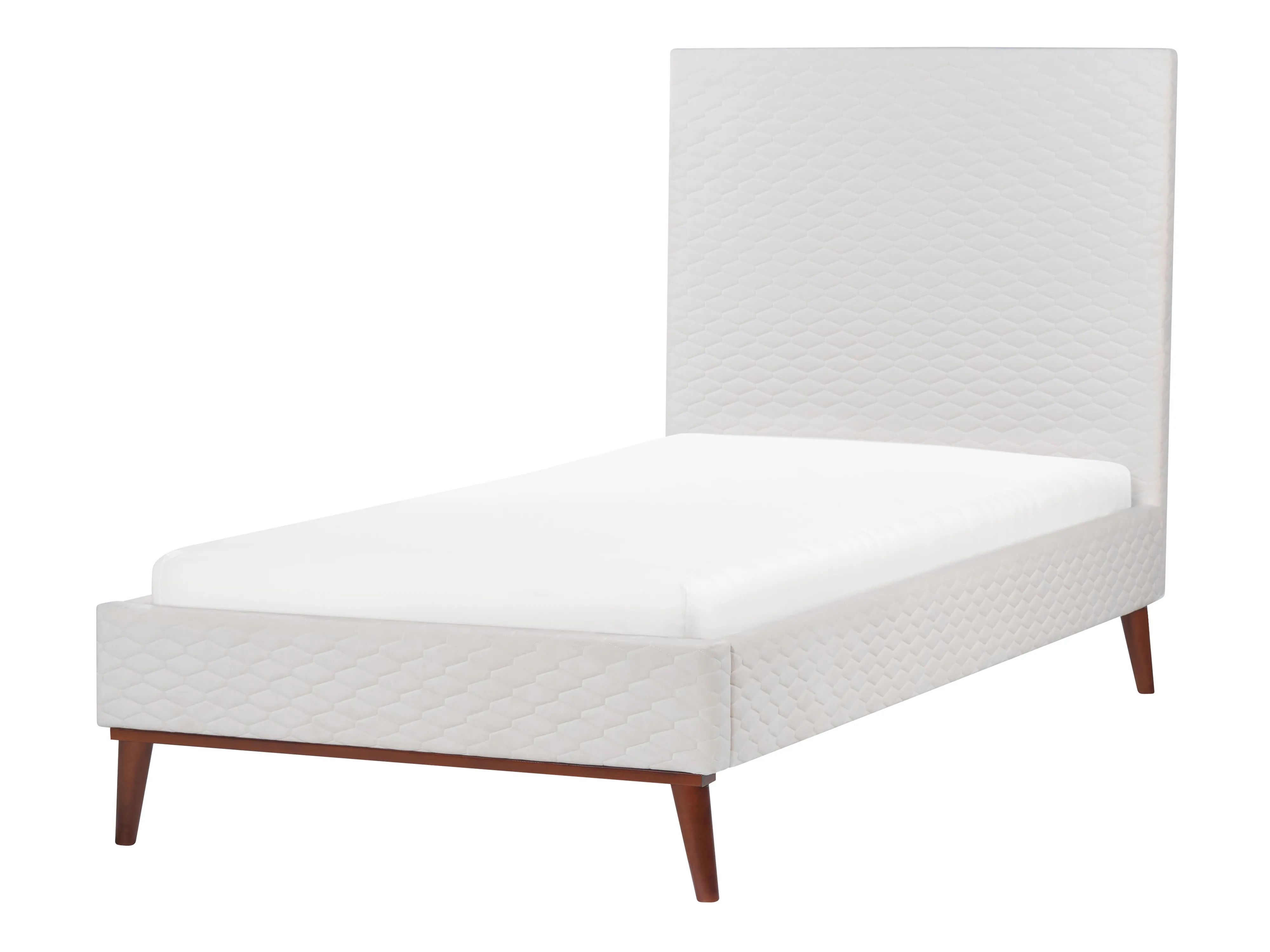 Bed Fluweel BAYONNE 90 x 200 cm Gebroken wit