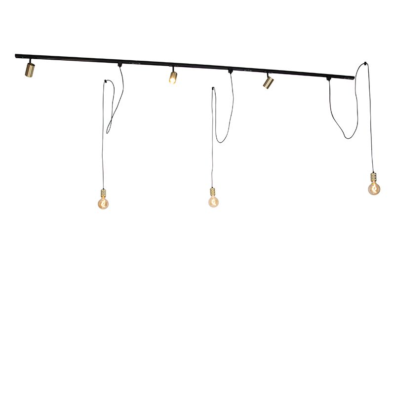 Modern railsysteem met 3 spots en 3 hanglampen goud 1-fase - Iconic Cavalux Jeana