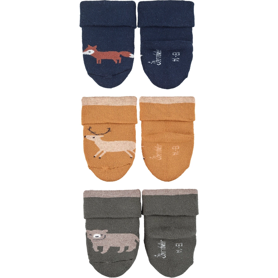 Sterntaler Baby-Söckchen 3er-Pack Waldtiere marine