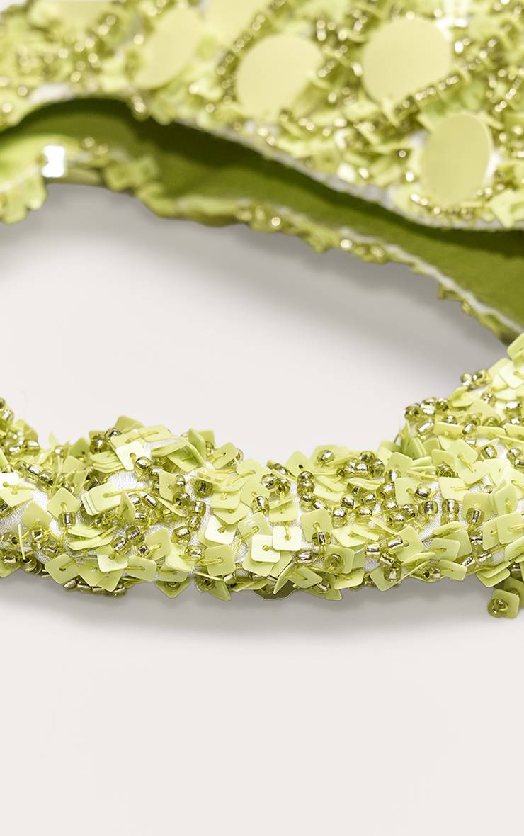 Citron Vert Mini Sac À Main À Sequins Avec Pompon