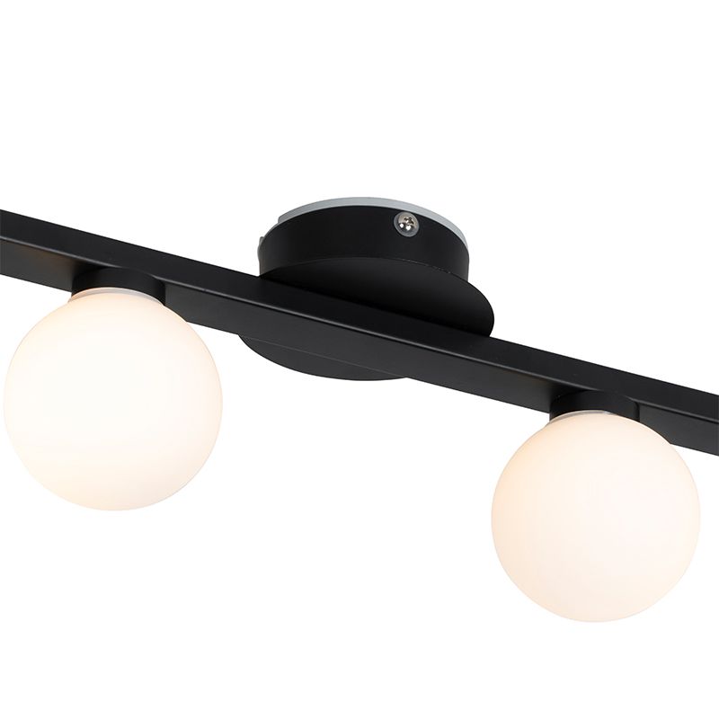 Moderne plafondlamp zwart IP44 4-lichts - Cederic
