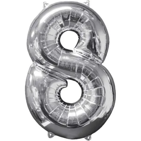 amscan Folienballon Zahl 8 silber
