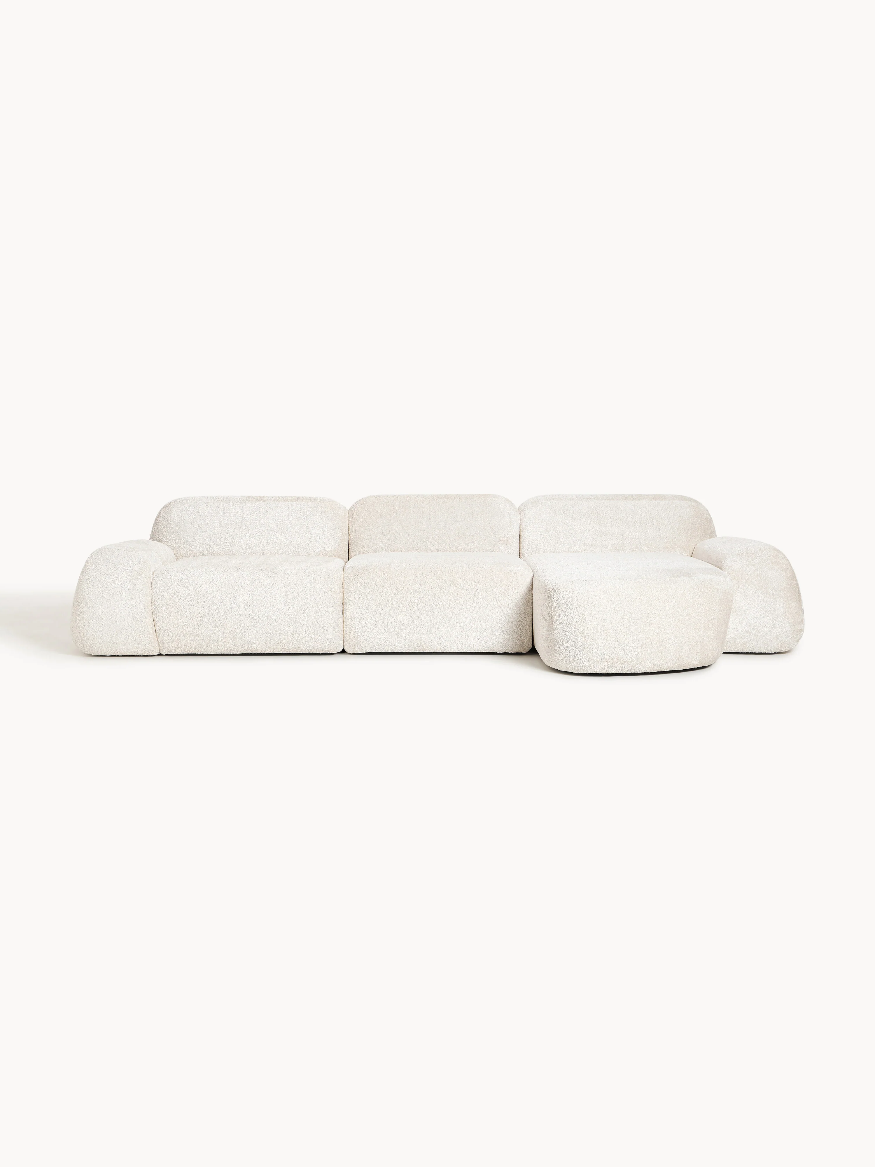 Modulaire teddy-bouclé hoekbank Wolke (4-zits)