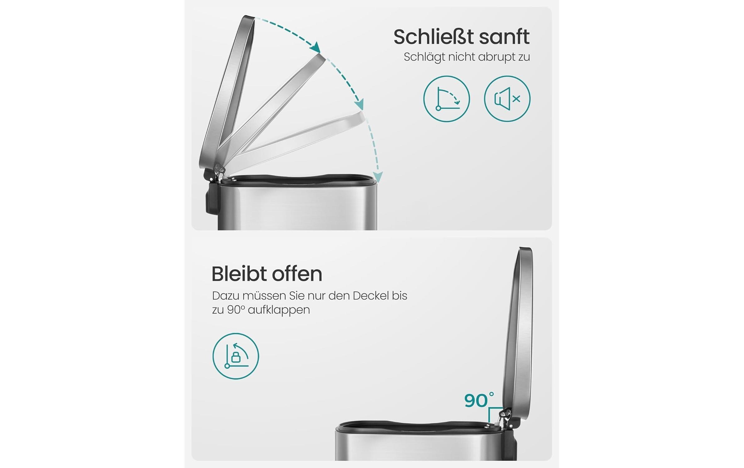 Abfalleimer 50 l, Silber<br>Stylischer Treteimer
