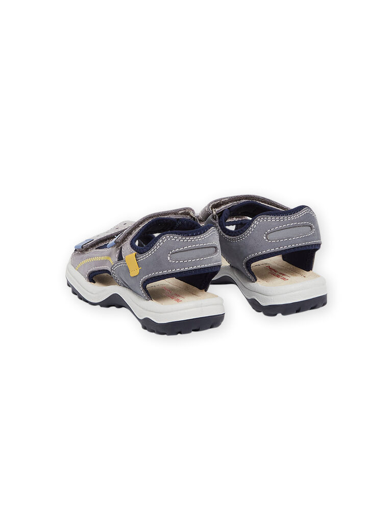Sandales grises en croûte de cuir