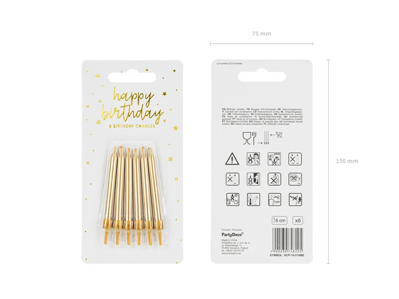 Gouden Kaarsjes 6cm 6st