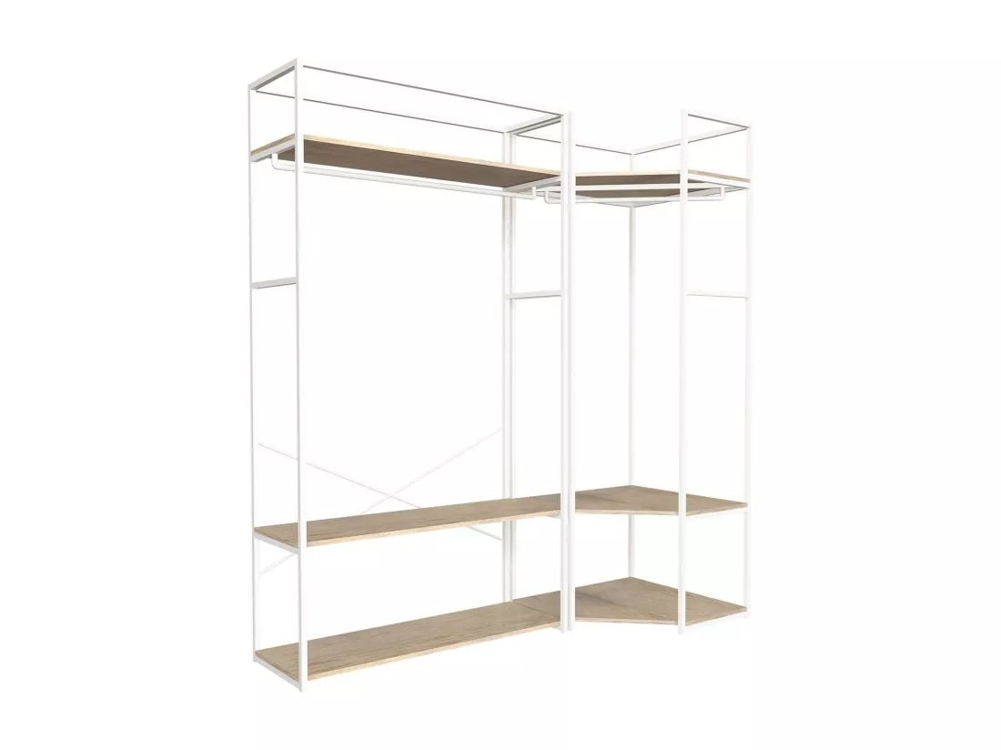 Portants vêtements bois et métal Blanc - Lot de 2