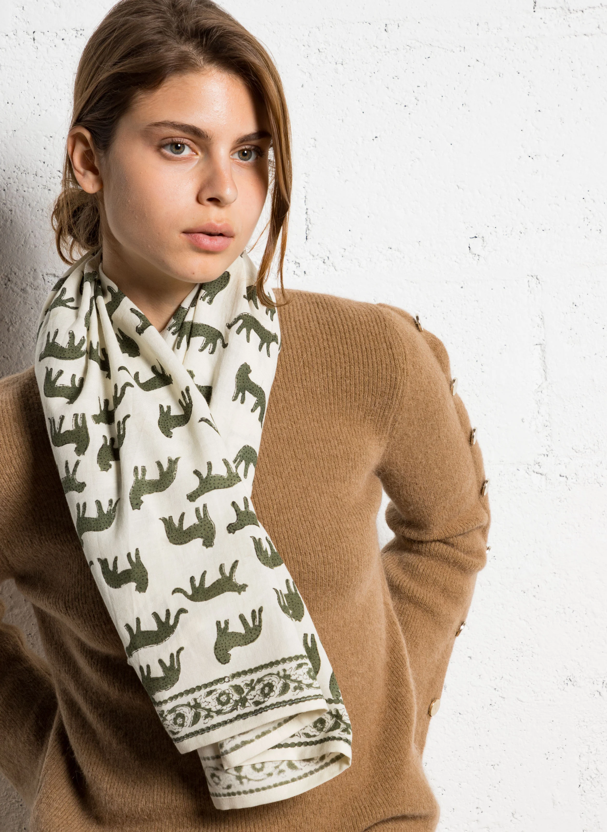 LATIKA - Foulard imprimé en coton | Vert