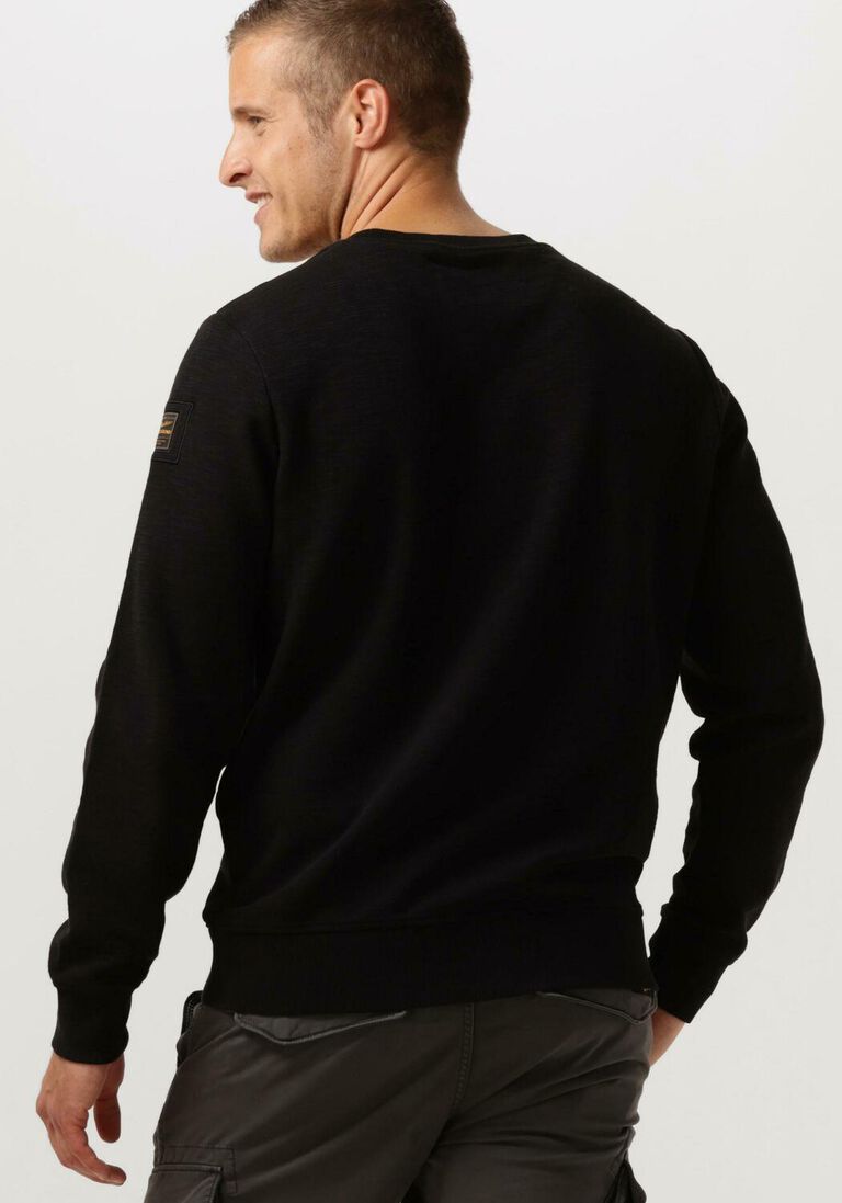 PME LEGEND zwarte pme legend trui crewneck slub-look jacquard sweat
