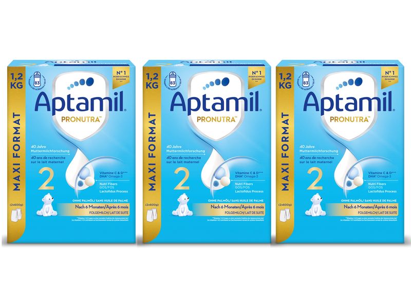 Aptamil Folgemilch Pronutra 2, 6x 600 g Säuglingsanfangsnahrung Bag in Box