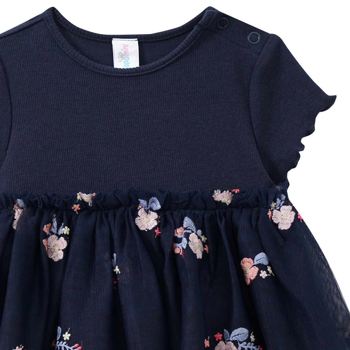Topomini Festliches Baby Kleid mit Blumen-Stickerei dunkelblau