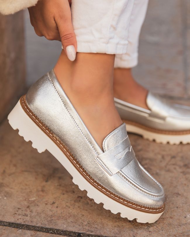 Mocassin femme argenté - Aya