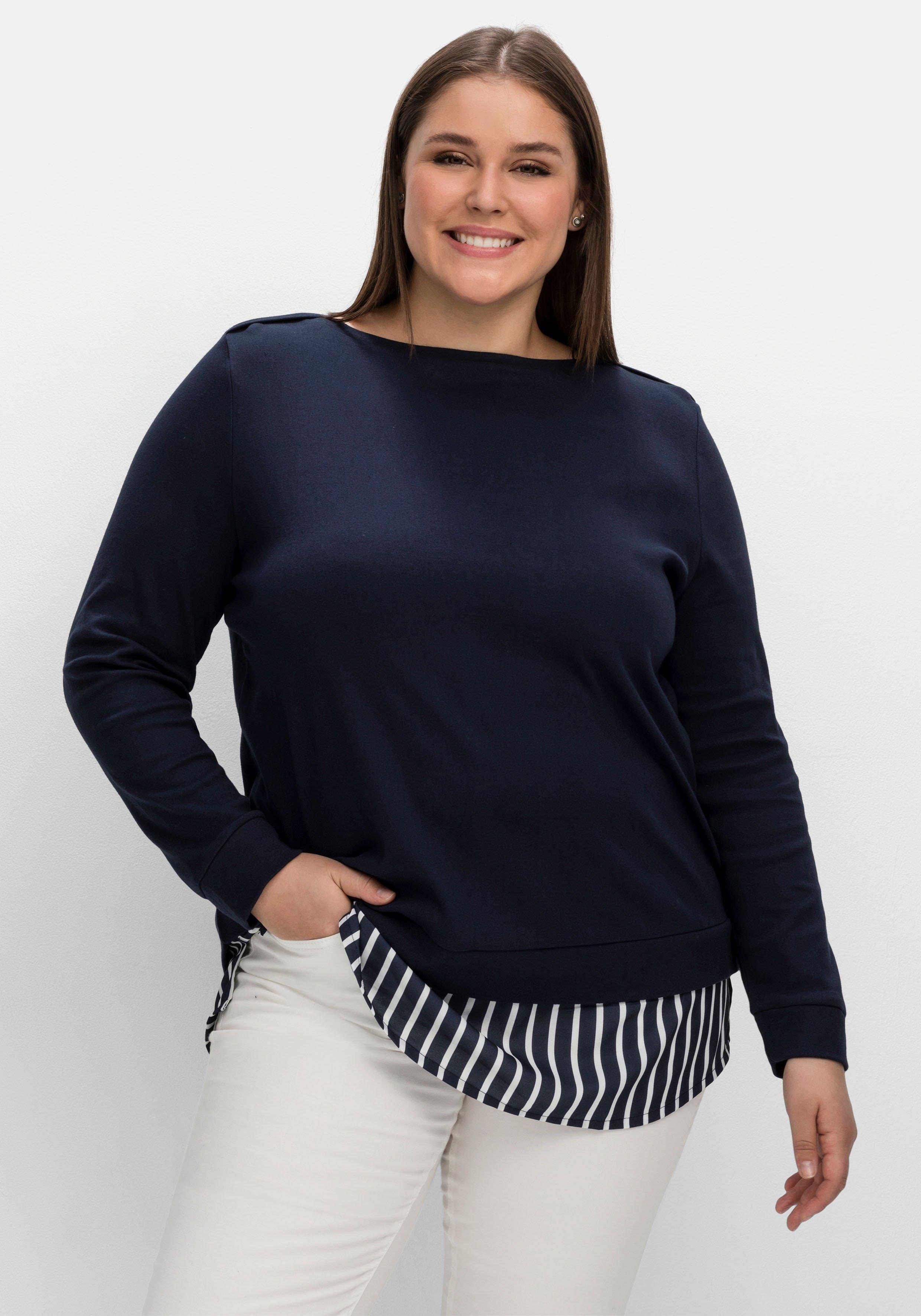2-in-1-Langarmshirt mit Ansatz aus Blusenstoff