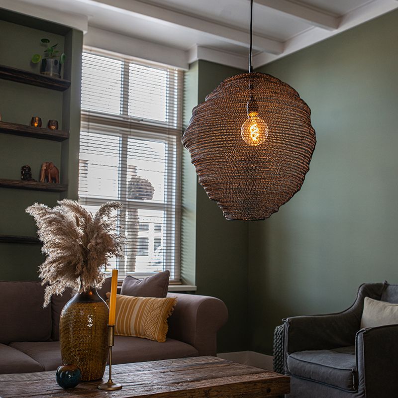 Oosterse hanglamp zwart - Nidum Gran