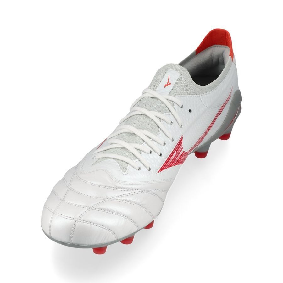 Mizuno Morelia Neo IV Beta Elite FG/AG Charge - Blanc/Radiant Red