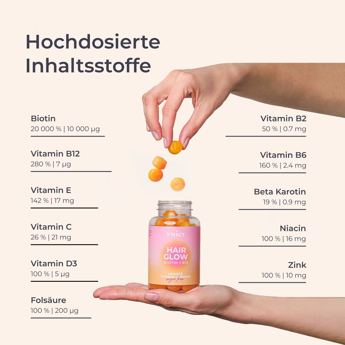 yuicy® Hair Glow - Biotin Gummies für Haarwachstum