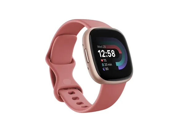 Fitbit Versa 4 - 40 mm - kobberrose - smart ur med bånd - pink sand - båndstørrelse: S/L - NFC, Bluetooth