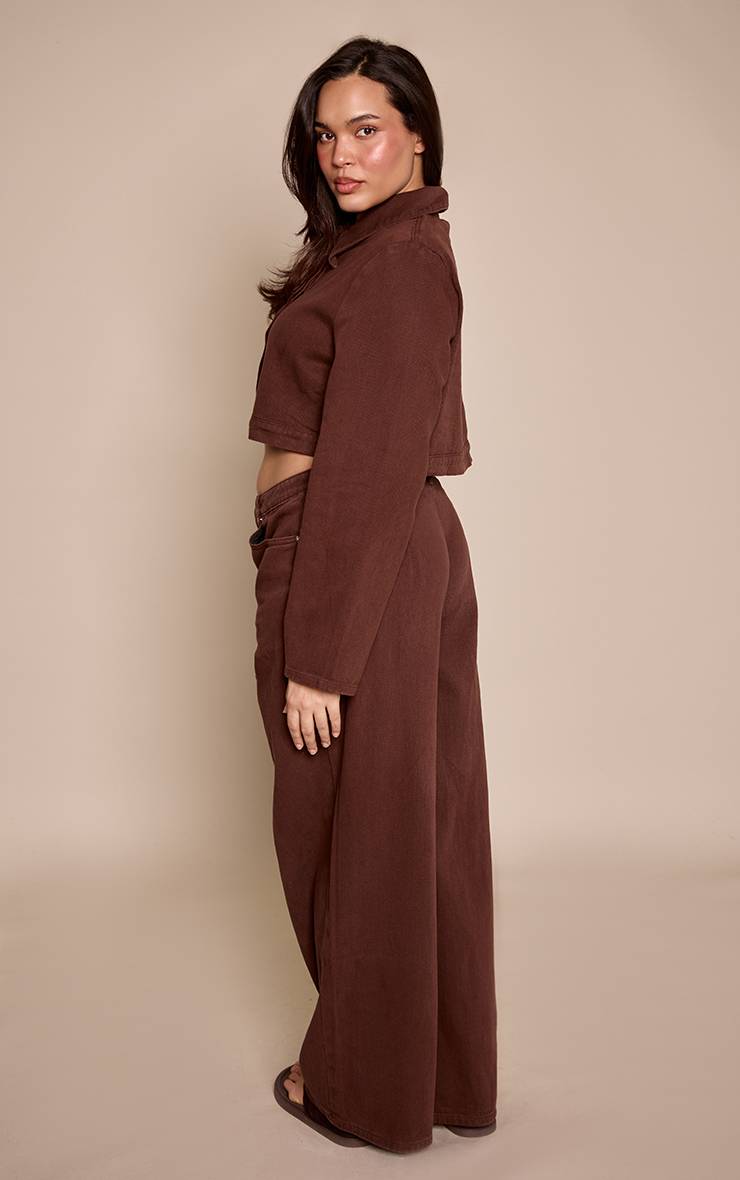 Chocolat Jean Grande Taille Chocolat Jambe Large Couture Contrastante