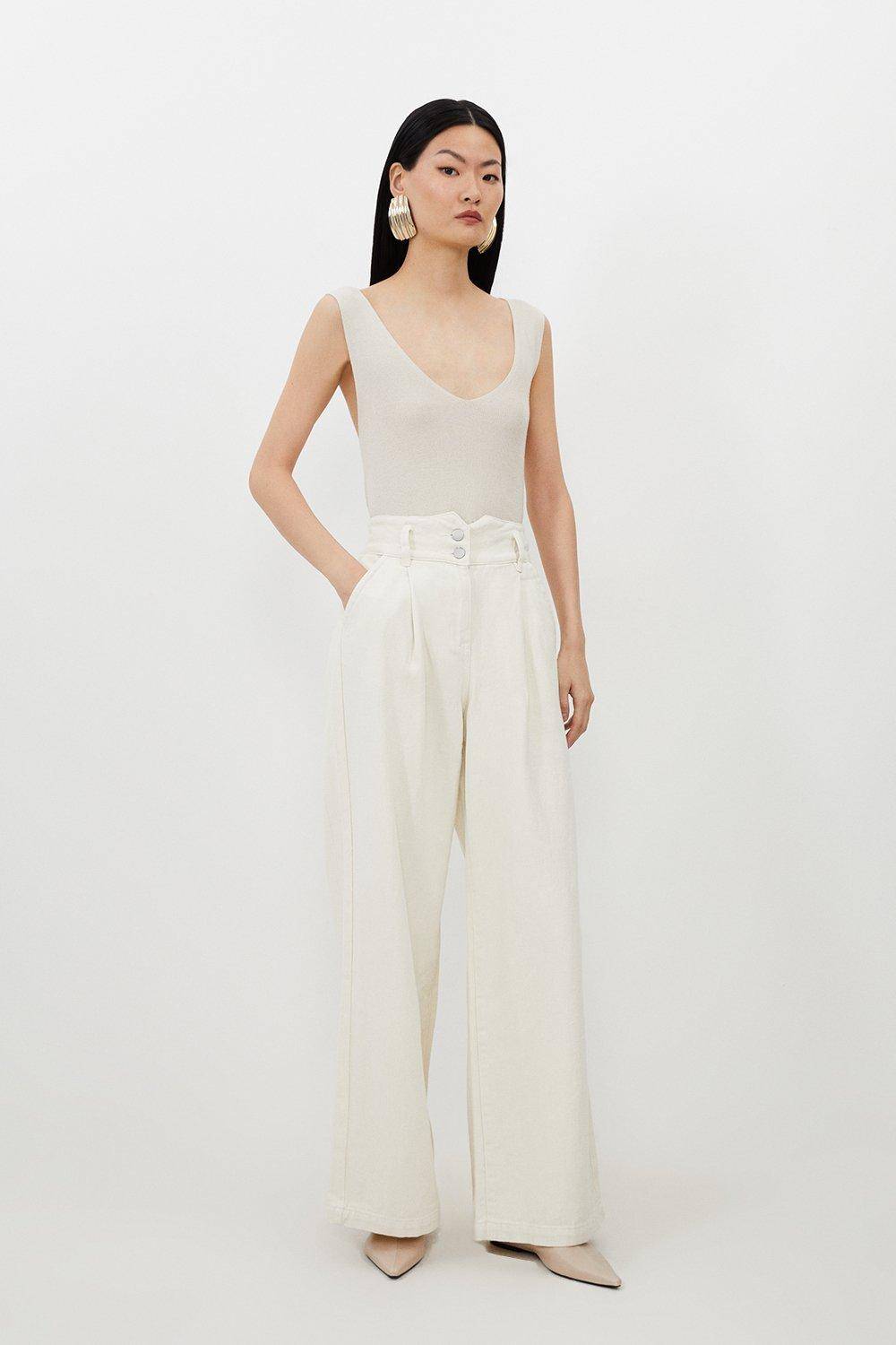KarenMillen Pantalon en jean à jambes larges