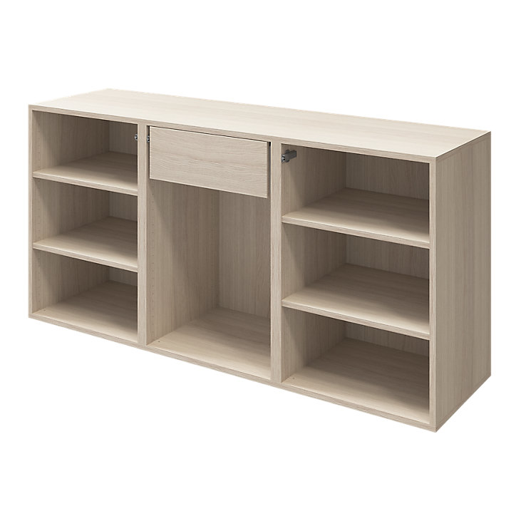 Buffet 3 portes effet chêne GoodHome Atomia H. 75 x L. 150 x P. 47 cm