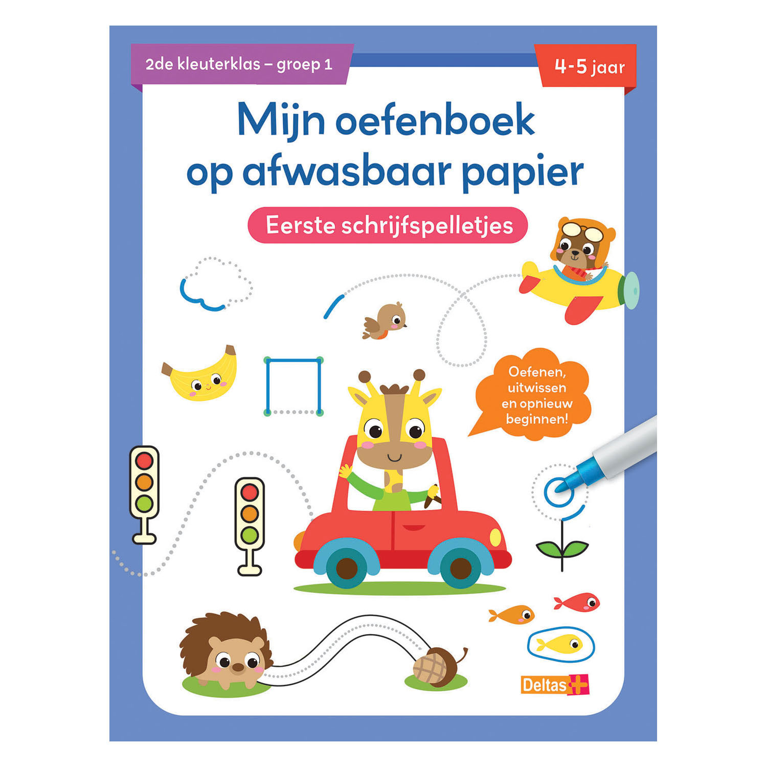 Oefenboek Afwasbaar Papier Eerste Schrijfspelletjes (4-5 j.)