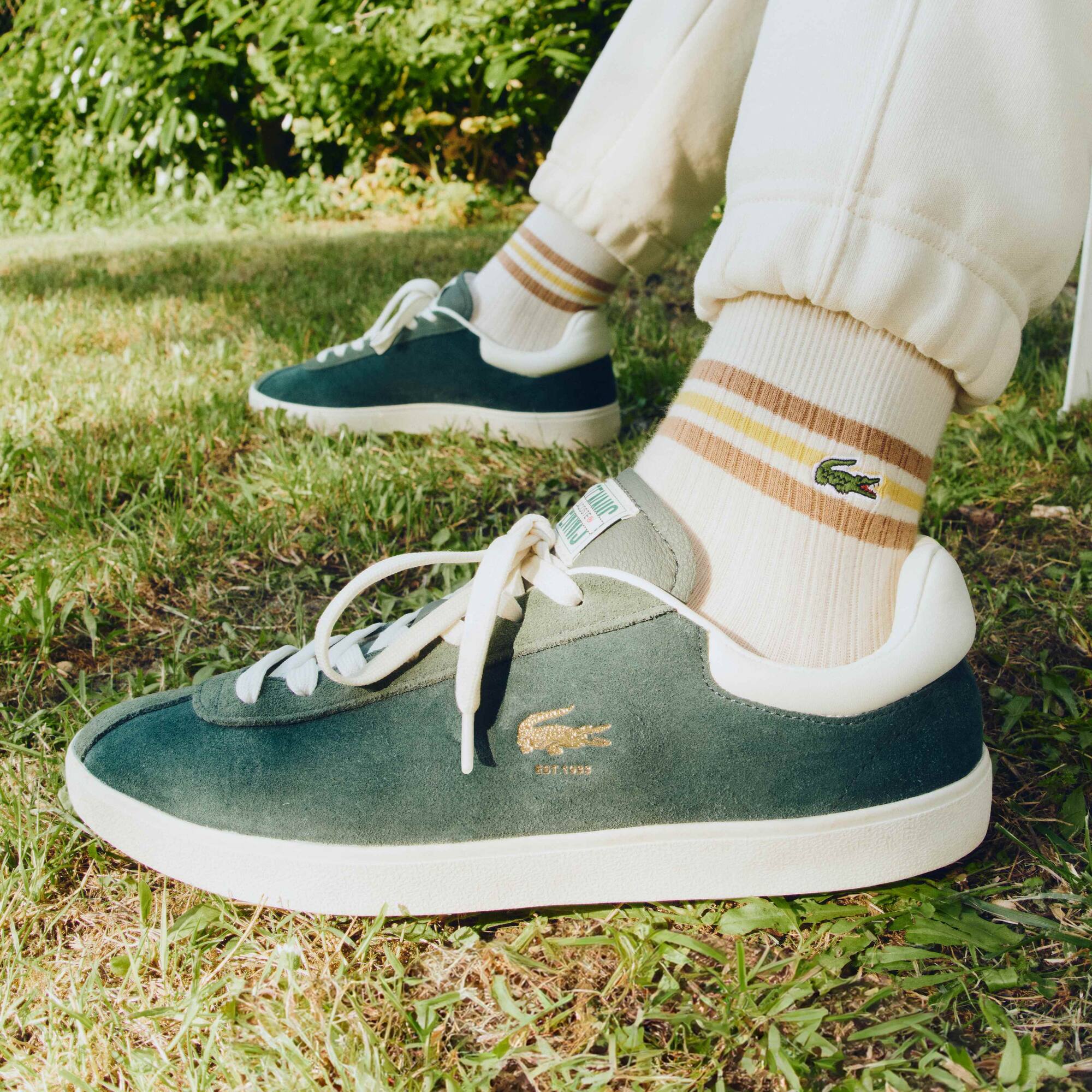 Sneakers Baseshot homme en cuir velours premium Sneakers - DK GREEN - Lacoste - Homme