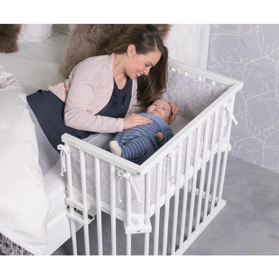 babybay Midi Beistellbett weiß mit Matratze Classic Cotton Soft