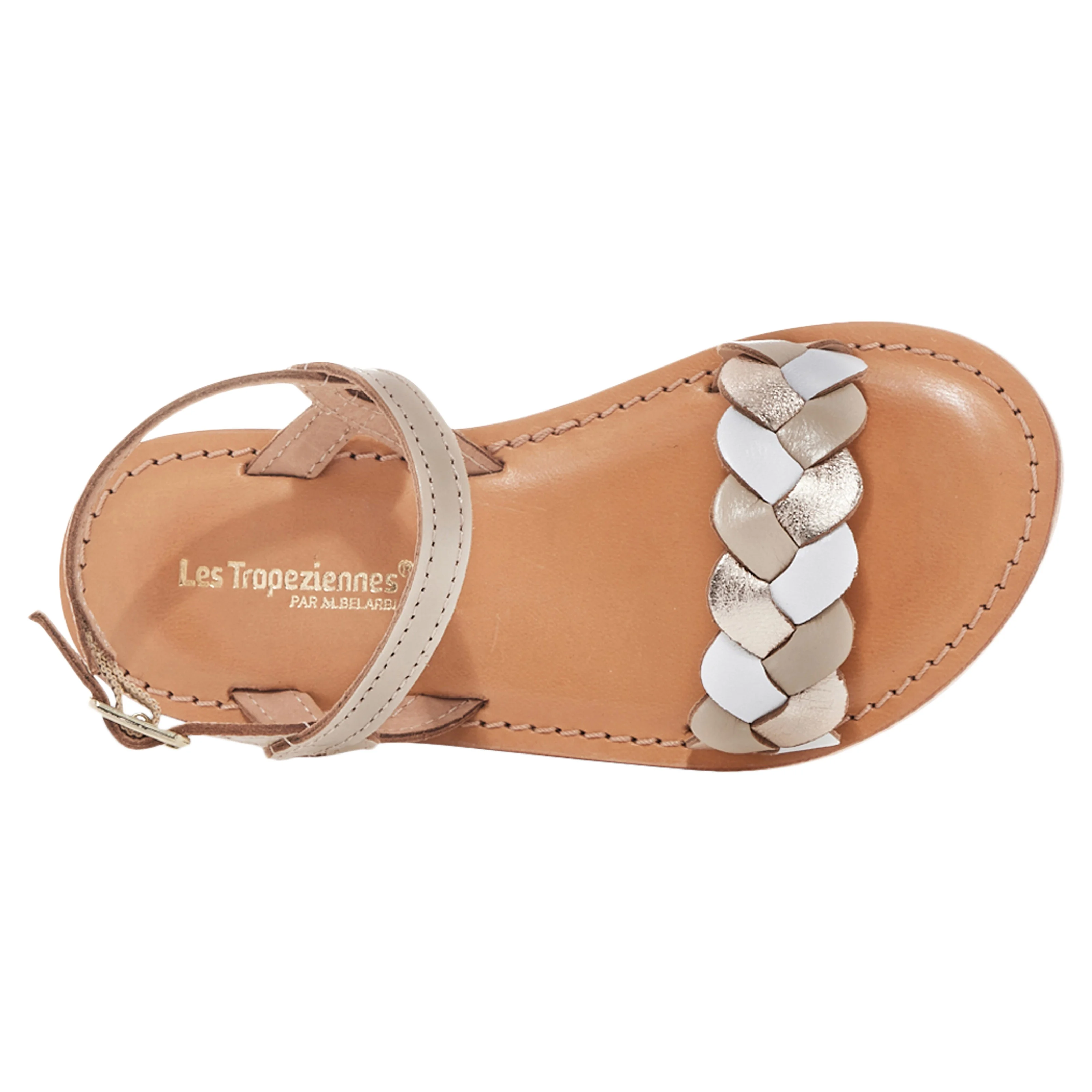 Sandale plate cuir enfantbonbon | Beige