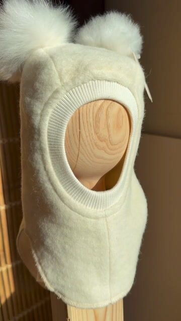 Balaclava Ull 2-Lags – Børstet Ullfleece | Alpaca Pompoms