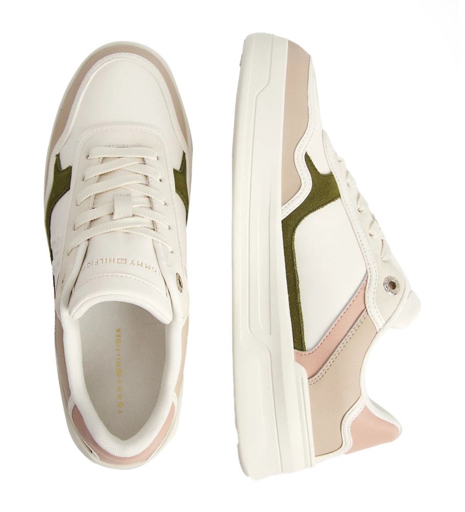 Tênis Tommy Hilfiger Essential Monogram em couro bege