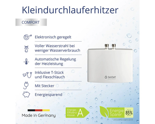 Saniself KDE elektronische kleine doorstroomverwarmer 3,5 kW