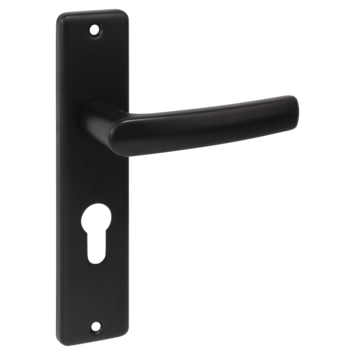 OK deurkruk set Blok recht schild profielcilindergat 55 mm zwart aluminium