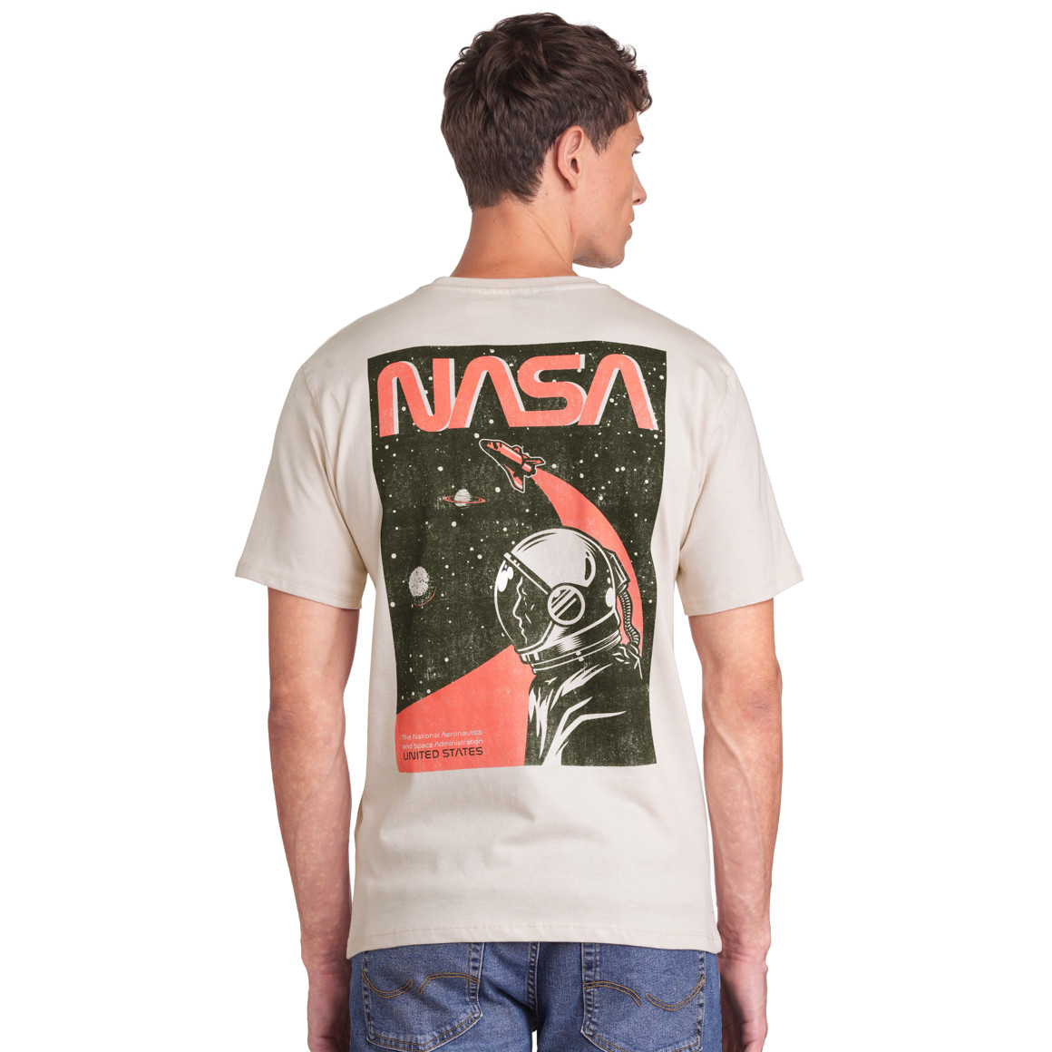 VanVaan NASA T-Shirt mit Schriftzug beige