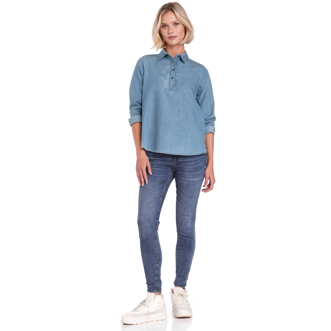 Gina Damen Bluse aus Bio-Baumwolle hellblau