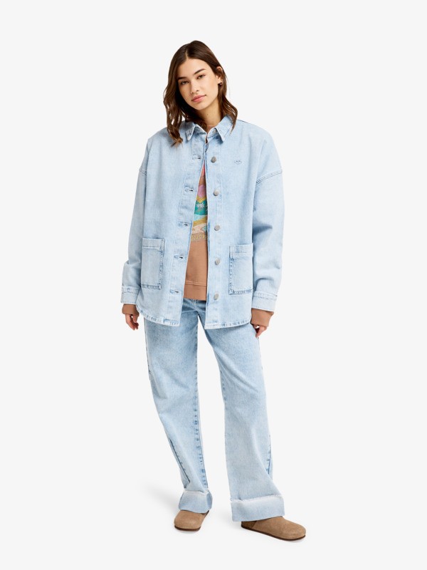 Kick Back Washed Surchemise Bleu Femme