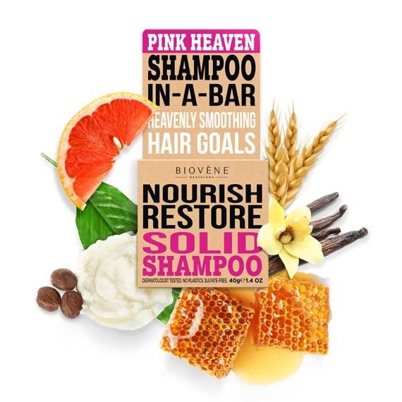 Biovène Hair Care Shampoo Bar Nourish Restore Pink Heaven 40g