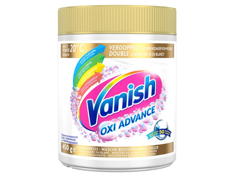 Vanish Pulverwaschmittel Gold Oxi Advance Weiss 0.45 kg Wäschebooster ohne Chlor für weisse Wäsche