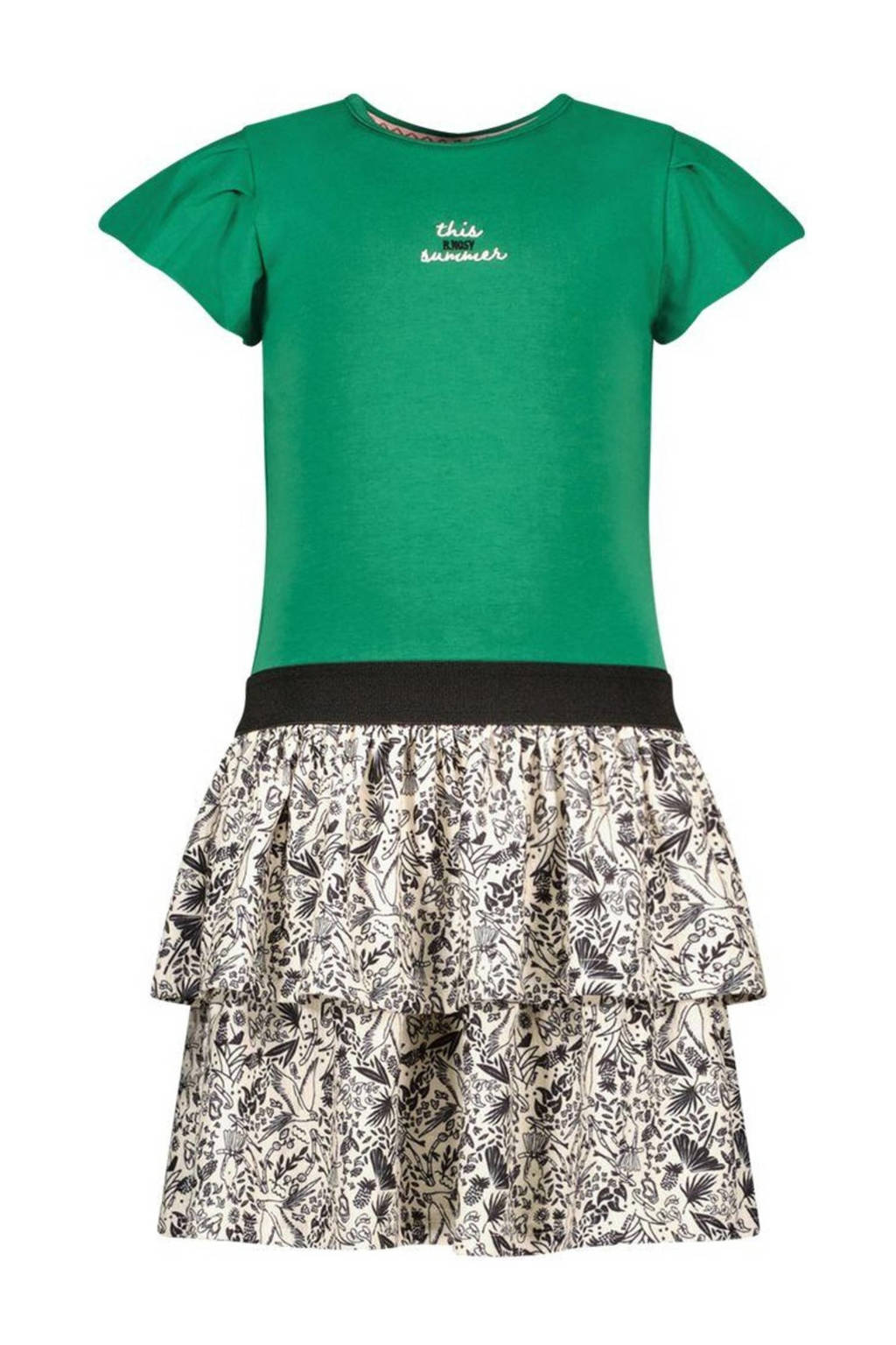 B.Nosy gebloemde jurk Maeve groen/offwhite