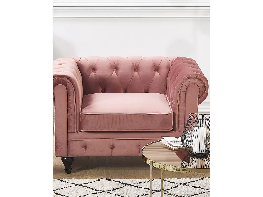 Fauteuil CHESTERFIELD Velours Rose
