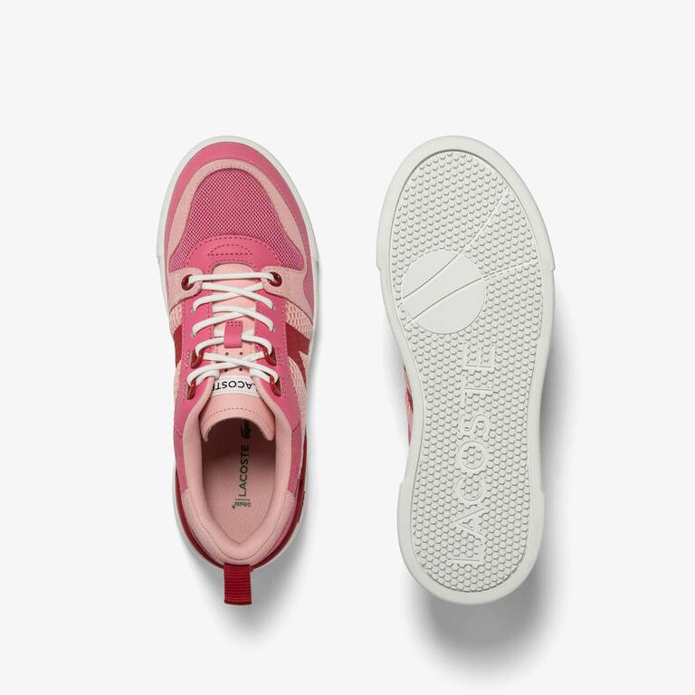Sneakers L002 femme Lacoste en cuir, détail au talon Sneakers - Rose - Lacoste - Femme