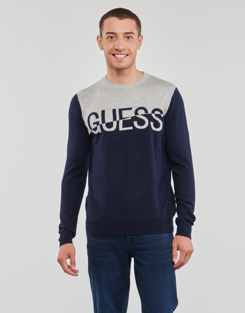 Guess - ALEX LS CN LOGO SWEATER - Marine