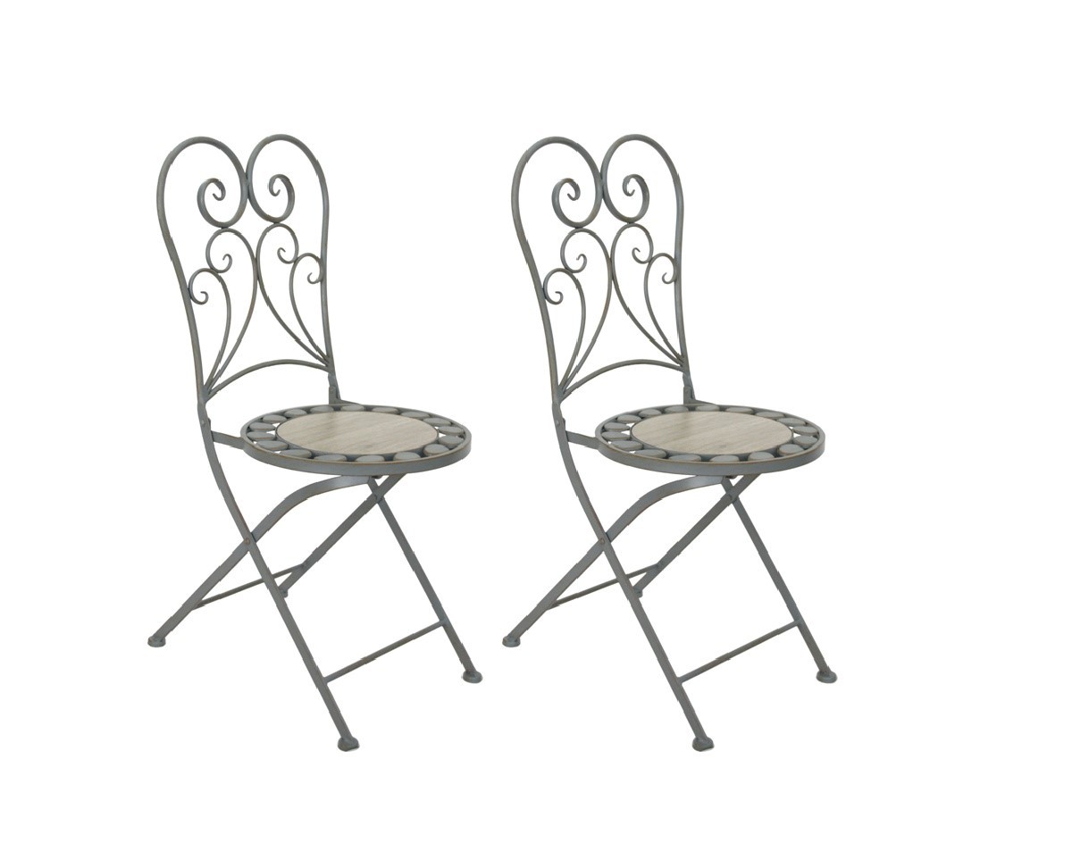 2-teiliges Stuhl-Set - grau-anthrazit - mit Mosaik